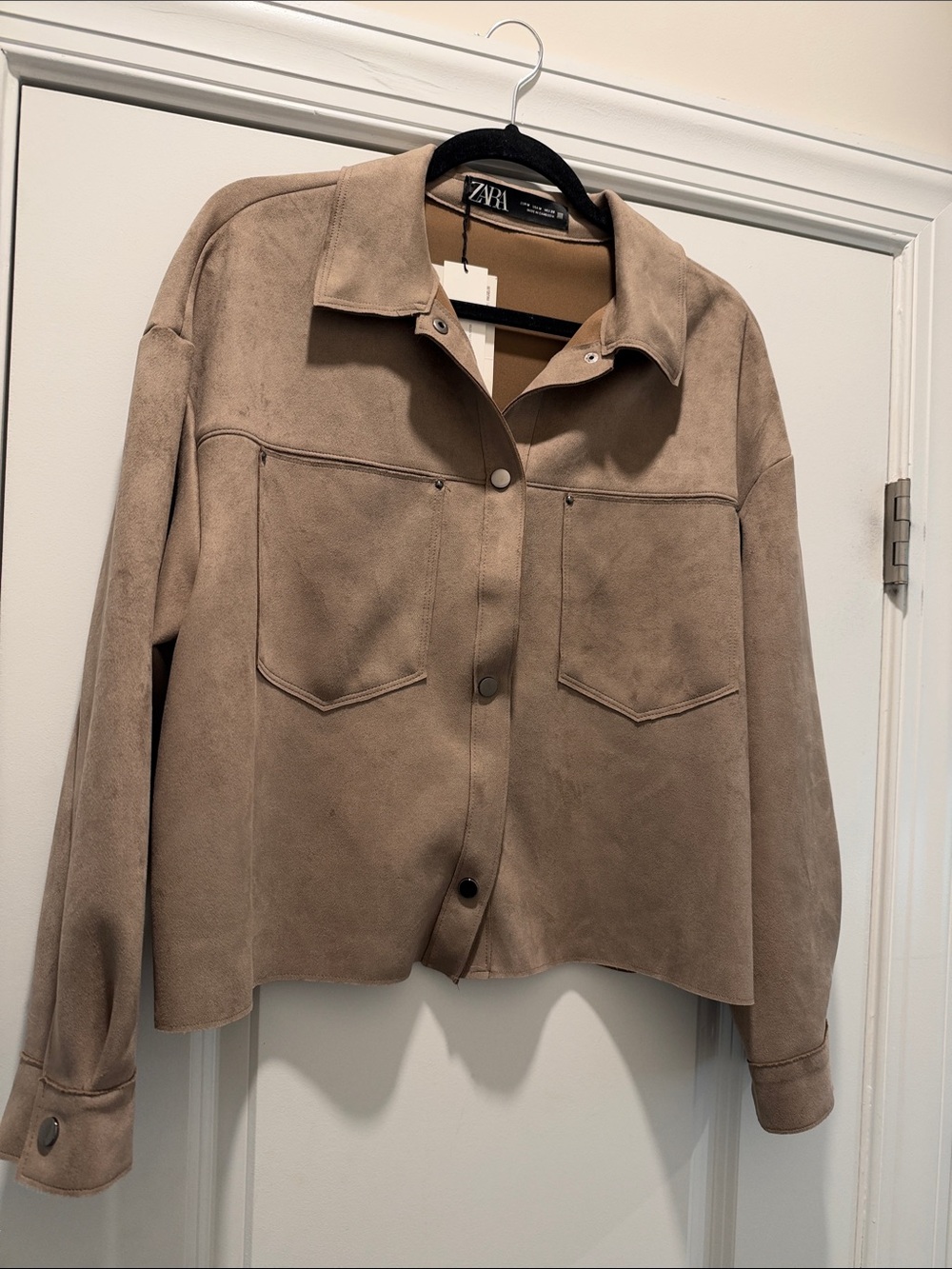 Zara Taupe Suede Overshirt Jacket
